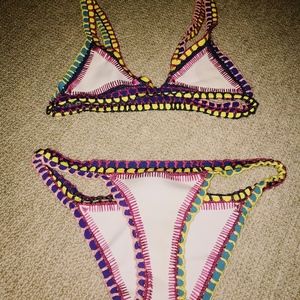 Kiini White Crochet Bikini Size Medium